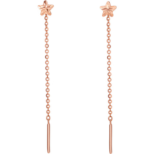 Saturday Fu Hong 18K Gold Ear Thread Female Little Star Colorful Gold Ear Thread Earrings Birthday Gift C0911386 Pair