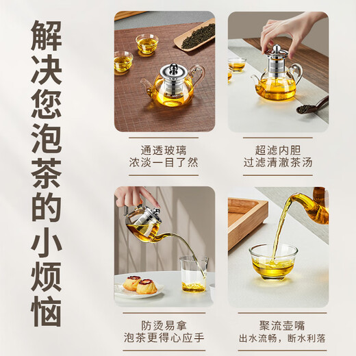 
Golden Sauce (KAMJOVE) Glass Teapot Floating Cup Brewing Teapot Tea Water Separation Cup Heat-resistant Glass Tea Set Kung Fu Office Flower Teapot Transparent AM-718 [250ml]