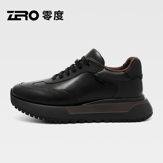 Zero business casual leather shoes for men in autumn 2025 new first layer cowhide soft sole heightening sports shoes men's shoes black comfortable leather + heightening thick sole 41