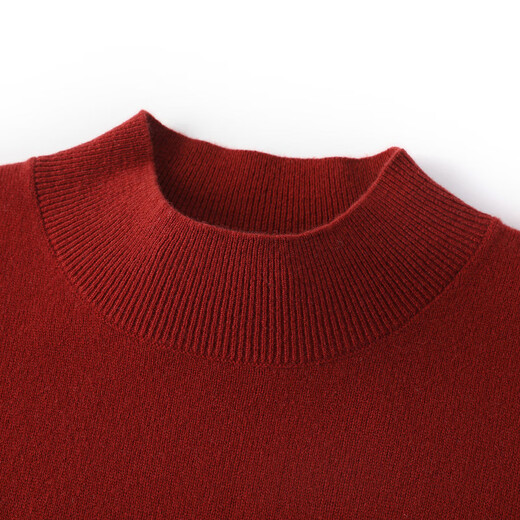 Hengyuanxiang 100 pure wool sweater for women autumn and winter new half turtleneck pullover sweater with bottoming solid color wool sweater for women Rouge M /165/88A