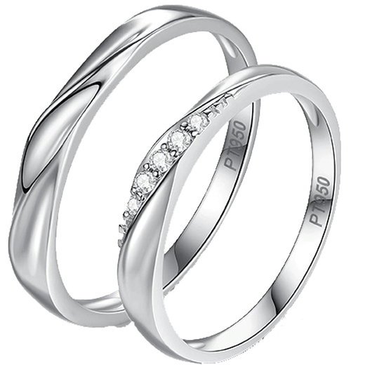 EothPT950 Platinum Moissanite Diamond Möbius Ring Couple Ring A Pair of Rings for Girlfriends as Birthday Gifts A Pair of PT950 Platinum Couple Rings + Certificate