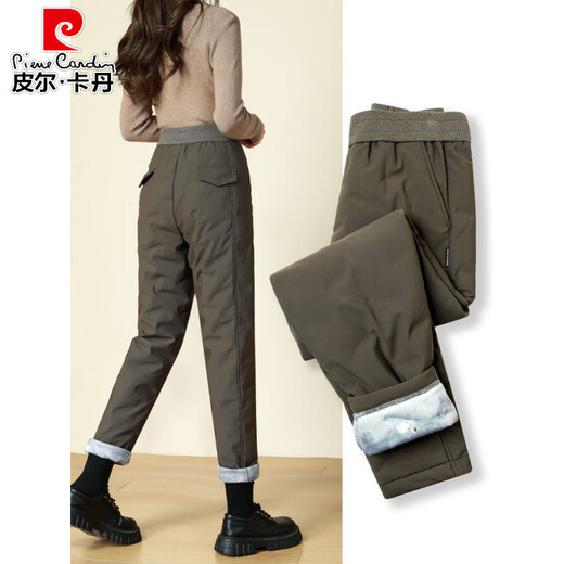 Pierre Cardin down pants women's outer wear 2025 new winter - 40 degrees extreme cold Northeast Harbin cold-proof women's cotton pants Army Green 29 116-124 Jin Jin equals 0.5 kg