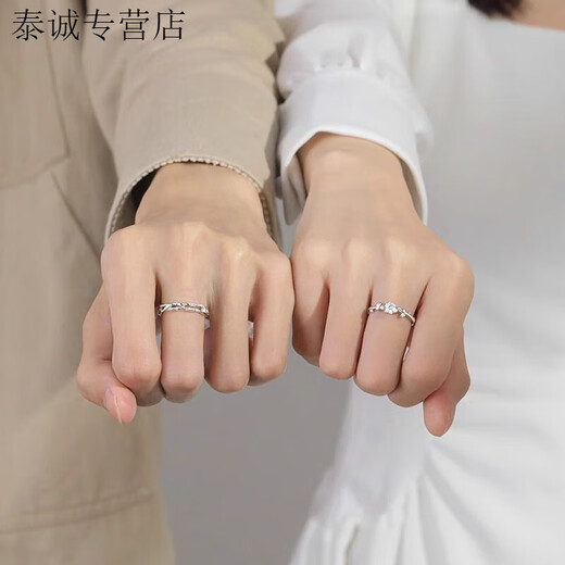 KZD Old Phoenix 999 sterling silver gardenia couple ring, a pair of living mouths, adjustable, niche and versatile, gardenia ring, couple, same style, same style jewelry box packaging