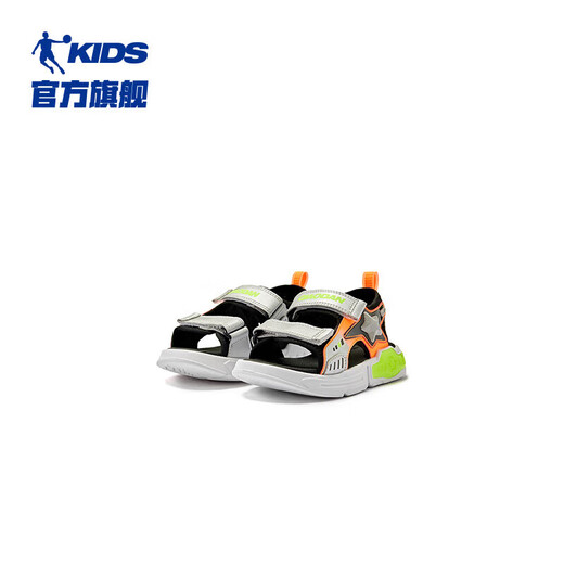 Jordan QIAODAN Children's Shoes Boys' Sandals 2024 Summer Mall Same Velcro Open-Toe Beach Sports Sandals Silver/Flying Orange 29
