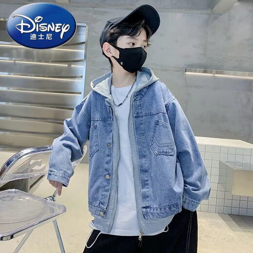Disney boys' autumn denim jacket hits the streets in spring and autumn new style children's autumn medium and large children's tops and windbreakers are handsome black spring and autumn 120 cm
