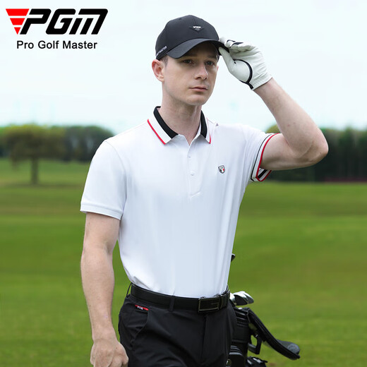 PGM vêtements de golf t-shirt de sport d'été à manches courtes pour hommes polo extensible col côtelé coloré pour hommes YF684-blanc M