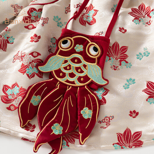 Banxidi girls dress winter 2026 new baby princess dress new Chinese style baby girl one-year-old dress children's skirt red 80