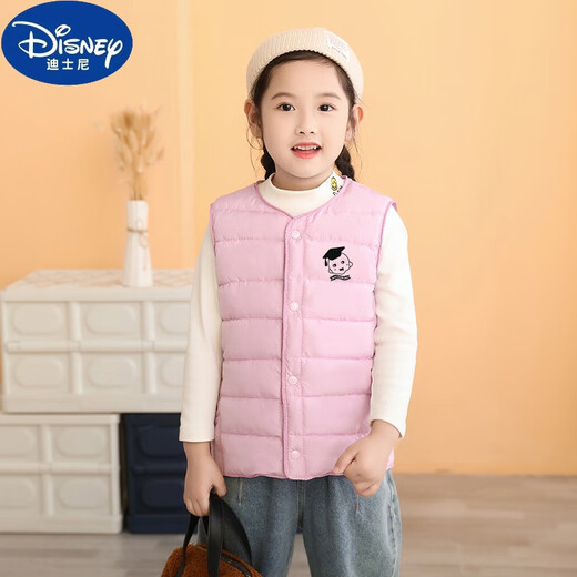 Disney children's cotton vest for men and women, baby cotton vest, autumn and winter new style, thickened cotton vest for small and medium-sized children, dark blue 120 (recommended height 100-110)