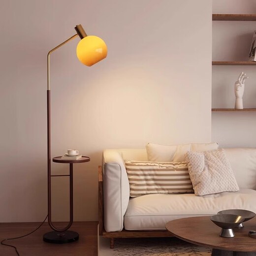 Zhong Shuai Nordic Minimalist Floor Lamp Living Room Sofa Side Bedside Lamp Modern Personalized Decorative Ambience Lamp Vertical Coffee Table Style - Walnut Color Floor Lamp Warm Light