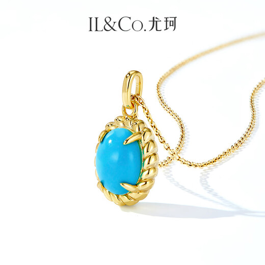 IL&CO Youke S925 Silver Natural Turquoise Necklace Women's Light Luxury Clavicle Chain Birthday Valentine's Day Gift for Girlfriend S925 Silver Turquoise Necklace