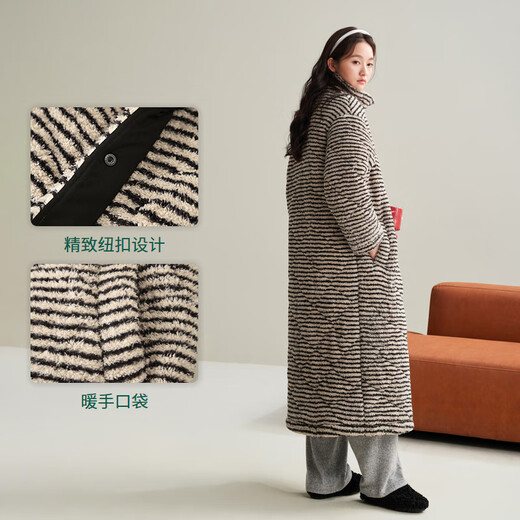 Anzhiban Super Warm Three-layer Cotton Couple Pajamas Nightgown Winter Thickened Coral Velvet Home Clothes Basic Black Women M