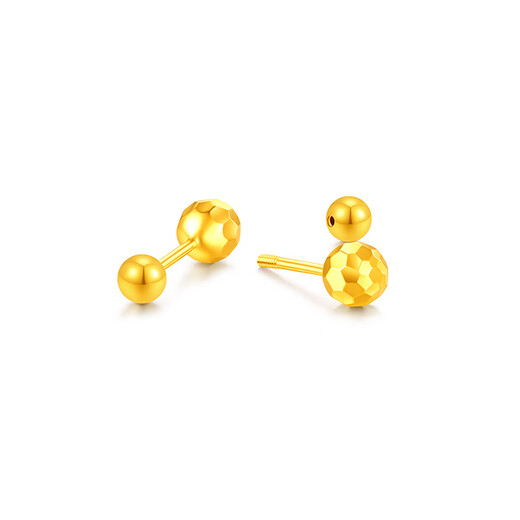 Mengjinyuan 18k gold earrings, laser dragon scales, gold ball screws, ear bone nails, birthday gift for girlfriend