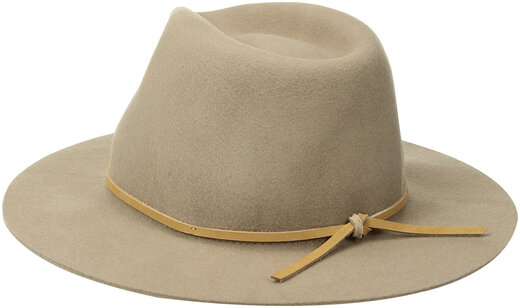 BRIXTON Men's Wool Felt Mid-Brim Fedora Hat Retro Outdoor All-Season Light Brown X Large Size
