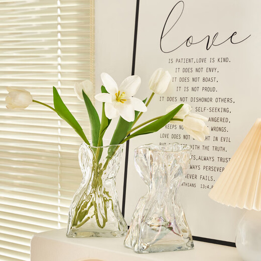 Muding ins style glass art vase table decoration ornaments for raising flowers and flower vessels high-end birthday gifts