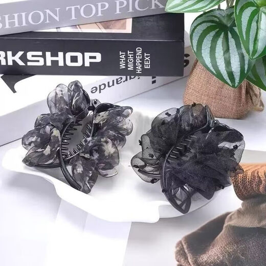 Cloud bubble pleated floral ball head hair clip hair accessory 2025 new high-end hair clip for hair on the back of the head for women, black, 1 piece, 1 piece set