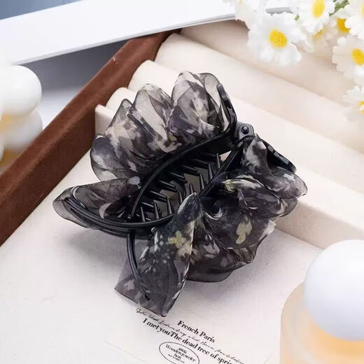 Cloud bubble pleated floral ball head hair clip hair accessory 2025 new high-end hair clip for hair on the back of the head for women, black, 1 piece, 1 piece set