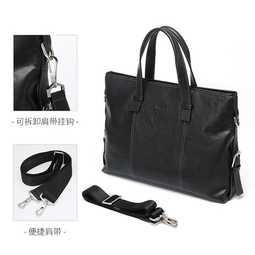Golf (GOLF) briefcase men's business first-layer leather handbag large-capacity computer bag fashionable horizontal shoulder crossbody bag