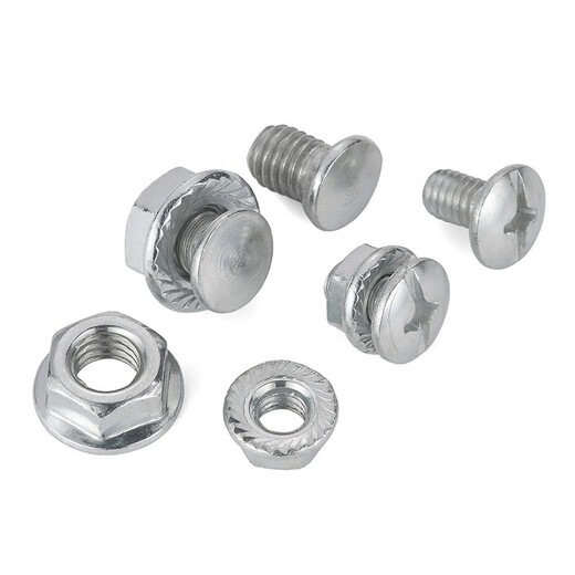 JINGGONG special shelf screws for angle steel materials, cross-flower screwdriver slot, large flat head, square neck, carriage bolt, angle iron, 6 mm cross-flower screws + nuts (50 sets)