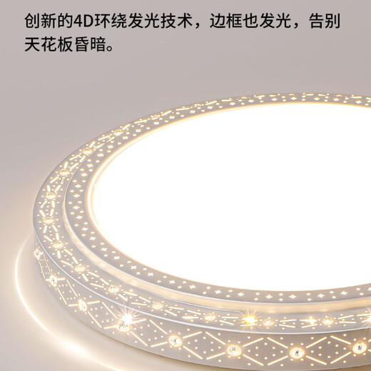 佲伙2024新款吸顶灯led大尺寸客厅灯简约现代卧室灯圆形超亮大厅灯具 直径60CM高亮白光48瓦