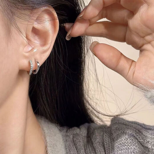 DING FEI S925 Silver Needle Star Earrings Women's Niche Earrings 2025 New Trendy Earrings Women's Exquisite Earrings Diamond Square Earrings Silver Needle Four-piece Set A16-309