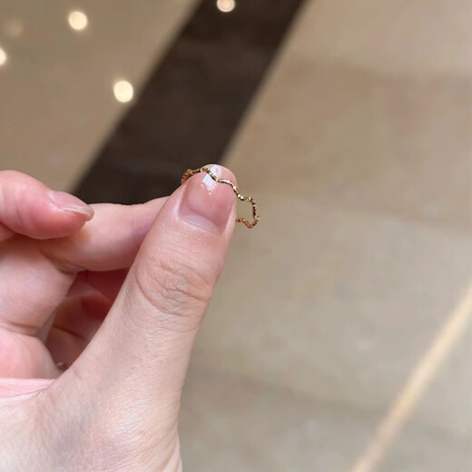 Fat Donglai's same style 18k gold ring with super fine sparkling sand wave pattern on women's index finger, niche light luxury and exquisite design. Sparkling sand wave ring - rose gold + high-end No. 10 (corresponding to counter number 22-23)