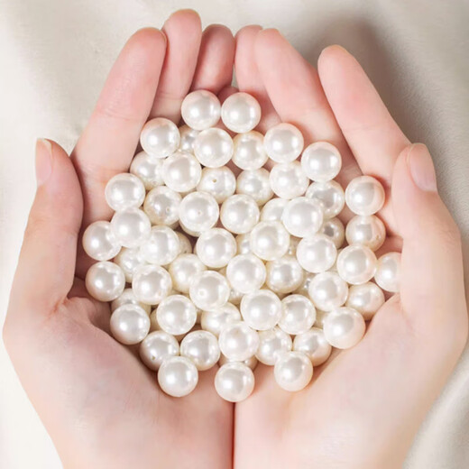 Mengkeduo diy imitation pearl loose beads handmade materials decoration beads hole bead necklace earrings non-hole jewelry accessories milk white (8mm non-hole, 6mm hole) 100 each