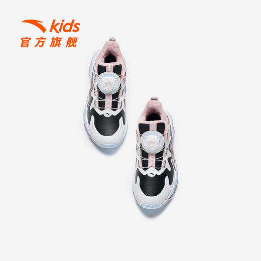 ANTA Children's Cotton Shoes Girls' Shoes 2024 Winter Plus Velvet Warm Knob Button Leather Top 4.0 Snow Cotton Boots Black/Anta White/Gray Purple-3 28