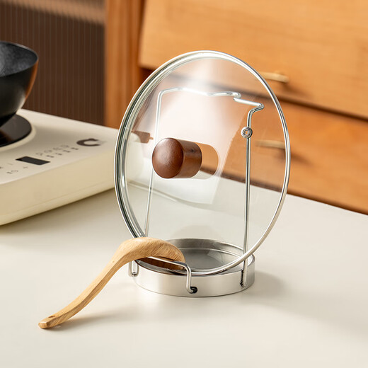 Onlycook304 stainless steel pot lid rack, multifunctional soup spoon and colander rack, table-mounted stand-free pot lid storage rack