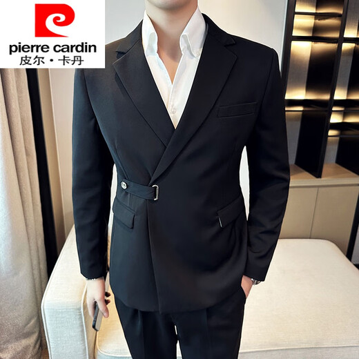 Pierre Cardin Autumn and Winter Light Mature Style Casual Suit Men's Suit Trendy Diagonal Buckle Personalized Slim Small Suit High-end Korean Version White Single-piece Suit 2XL