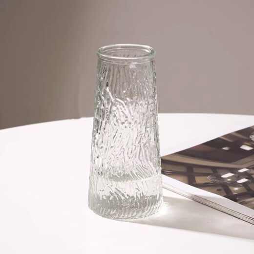 Huixun simple creative transparent glass vase desktop water rose flower vase Nordic ins style living room flower arrangement water ripple vase 1 piece 700ml