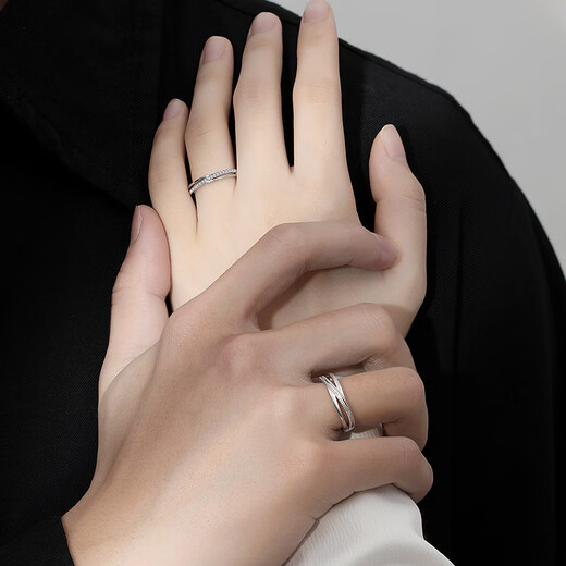 MZMZ Platinum Couple Ring pt950 Platinum Knot Engagement Diamond Fashion Ring Valentine's Day Birthday Gift for Girlfriend Light Luxury Style - Love Intertwined Ring (Live)