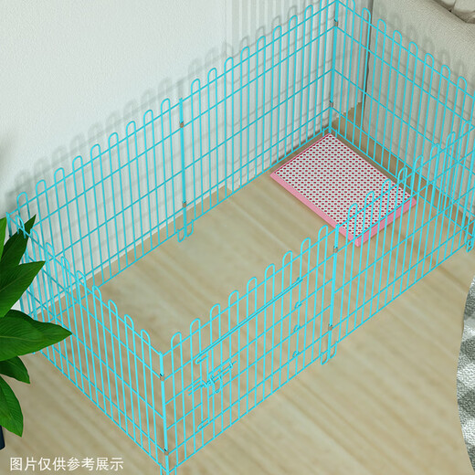 Dog Fence Dog Cage Indoor Home Folding Pet Fence Chicken Cage Teddy Dog Cage Metal Pet Fence Cage Blue 80x90# (6 pieces) Fence (with suction cup straps + cotton nest)