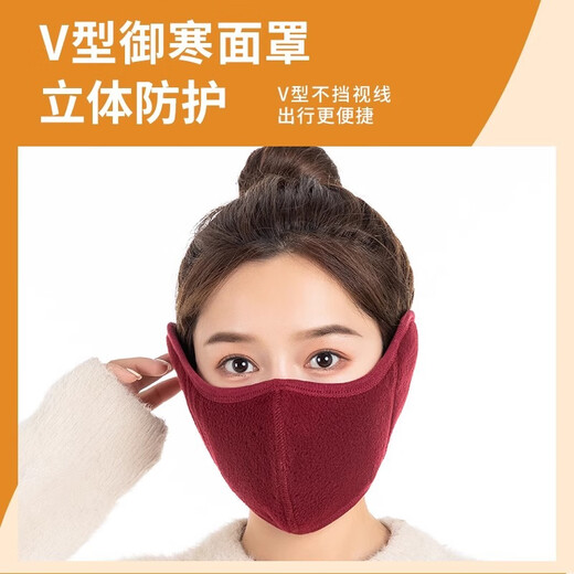 Rindu防风耳罩保暖秋冬季男女通用户外骑行运动防风防寒面罩护脸护耳朵 二合一护耳口罩（黑色） 【升级双重保暖款】