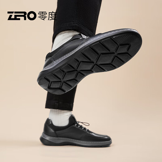 Zero men's shoes, sports casual shoes, thick-soled shoes, wear-resistant, fashionable, versatile and comfortable sports shoes for men, black 42