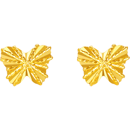 Saturday Fu 5G craft butterfly gold earrings women's gold birthday gift price A0913572 one pair about 0.91g