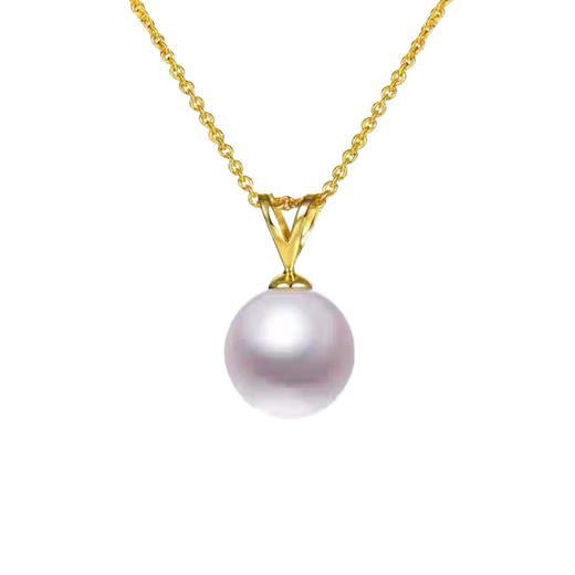 Caizhi 18K gold buckle head V-shaped pendant rabbit ears empty holder pearl tray bead plate pendant holder beeswax jasper pearl accessories large size 18K yellow light gold pendant one does not include pearls