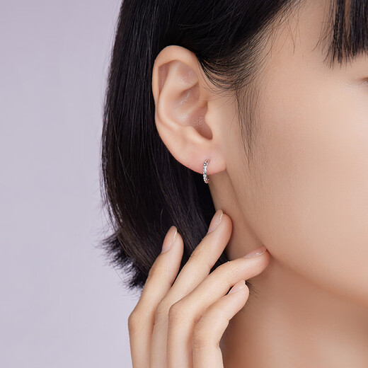 Liuguifu Jewelry PT950 platinum earrings plain white gold earrings earrings gift for women PT0200062 1.55g