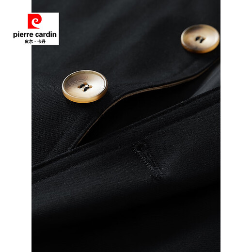 Pierre Cardin workwear military green high-end trendy brand mid-length windbreaker men's spring and autumn loose casual plus fat plus size fat jacket black XL 120-140Jin Jin equals 0.5 kg