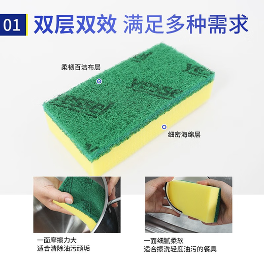 YiZhiChoice large kitchen dishwashing rag, pot scrubber sponge, decontamination emery cleaning cloth, large dishwashing sponge 16 pieces