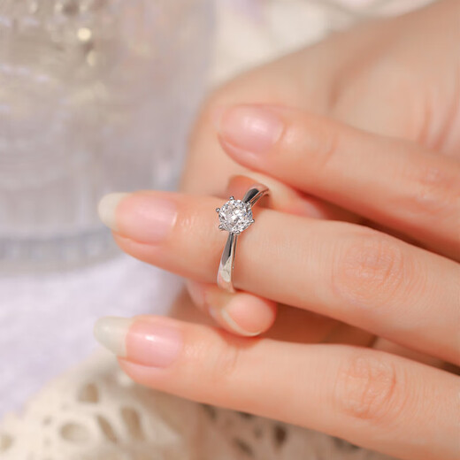 RHM platinum ring women's one carat moissanite diamond ring PT950 platinum wedding ring birthday gift for girlfriend (50 points) platinum moissanite ring + certificate + gift box