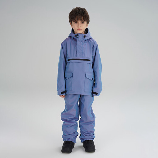 Xueyipai children's ski wear double-board snowboard pants for boys and girls windproof and waterproof mid-to-large roland purple-B one size fits all 110
