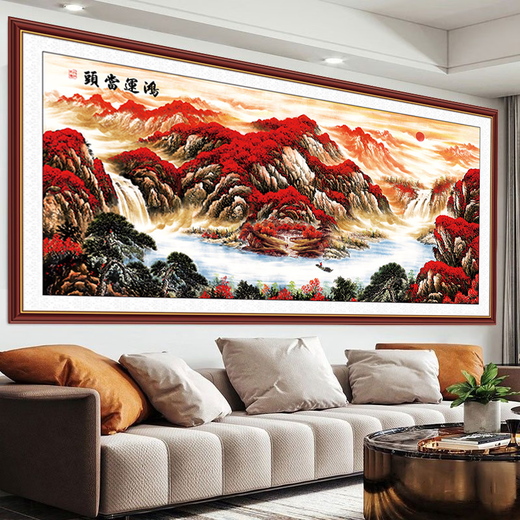 Dincmei Dingchuangmei Living Room Sofa Background Wall Decoration Painting Self-adhesive Wall Sticker Landscape Painting 3D Three-dimensional Home and Everything Happens Wallpaper Mural 20. Flowing water makes money Width 256cm-Height 122cm
