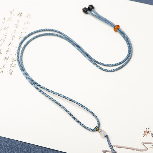 Minamiuri finely knitted pendant lanyard tied with Buddhist amulet jade pendant lanyard simple play string rope fine pendant rope necklace rope adjustable pineapple rope pendant rope - black