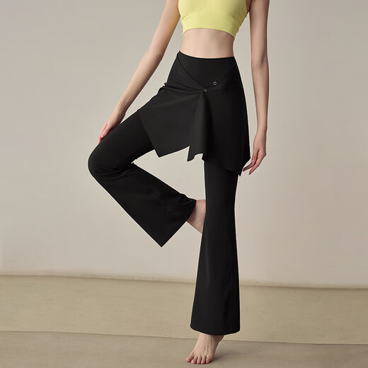 LULU CENTURY Real Two Piece Yoga Pants Women's One Piece High Waist Hip Lift Pilates Running Training Sports Micro-Large Fitness Pants Brown M