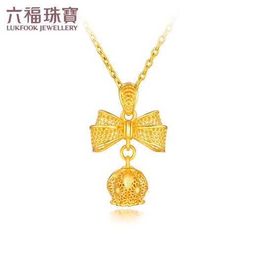 Lukfook Jewelry pure gold hollow filigree bow lily of the valley pendant without necklace price GDGTBP0050 about 1.83 grams