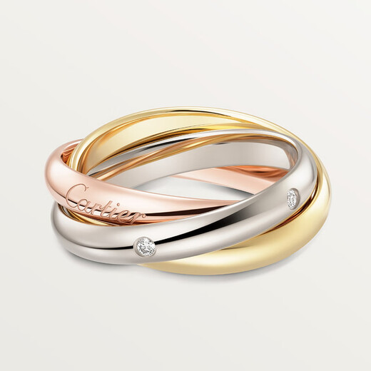 Cartier men's and women's rings Trinity series rose gold gold platinum diamond three-ring medium ring 2024 new three colors 45