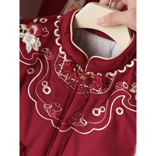 G.duck little yellow duck baby jumpsuit autumn and winter thick outer wear year-old baby one-year-old dress national style newborn clothes red 66cm 66 size 3-6 months (recommended 10-13Jin Jin equals 0.5 kg) cm