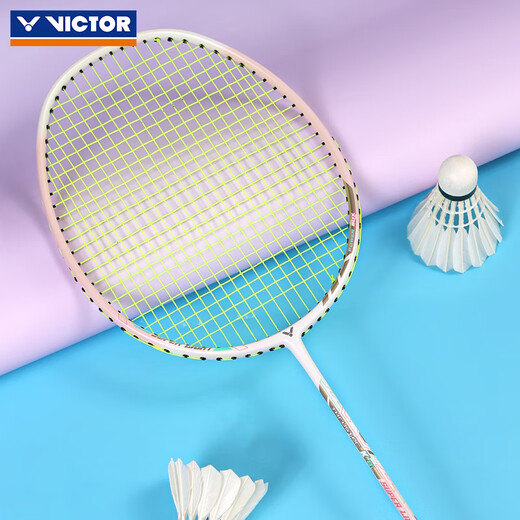 VICTOR victory badminton racket full carbon challenger 9500 ultra-light carbon fiber small hammer offensive single shot big hammer ultra-light and high-looking TK-8LY cherry blossom powder 5U (75-79.9 g)