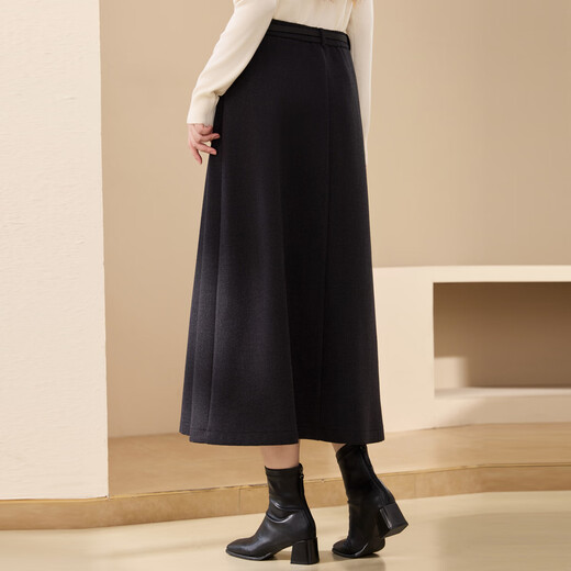Xianlixiu cover-span slimming A-line skirt plus size women's intellectual commuting all-match skirt fat mm winter new style 3928 black gray XL