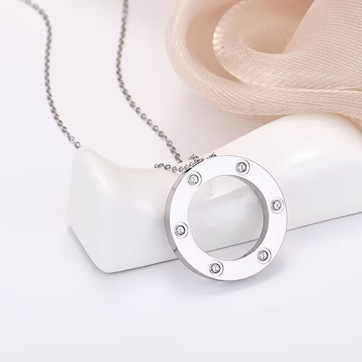 Fat Donglai's same style 18K gold cake necklace for women, summer niche design, rose gold ins Internet celebrity round cake, cake full of diamonds - silver original quality